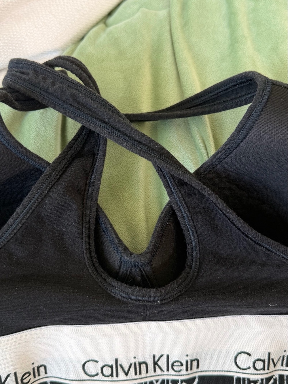 Calvin Klein Black Bralette with White Logo Band - Picture 2 of 3